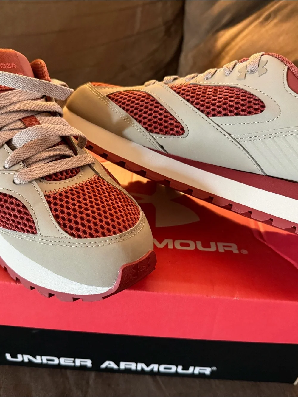 Under Armour Women’s Red and Cream Athletic Mesh Trainers